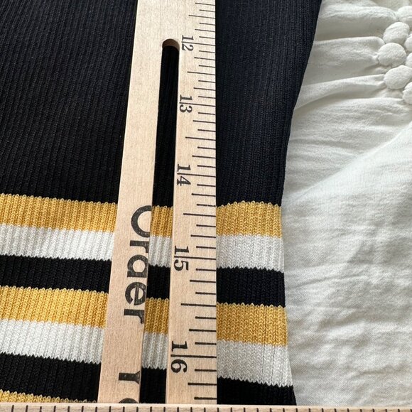 Fashion Nova Yellow & Black Elsie Midi Dress Striped Pattern V-Neck Size L NWT - Picture 10 of 11